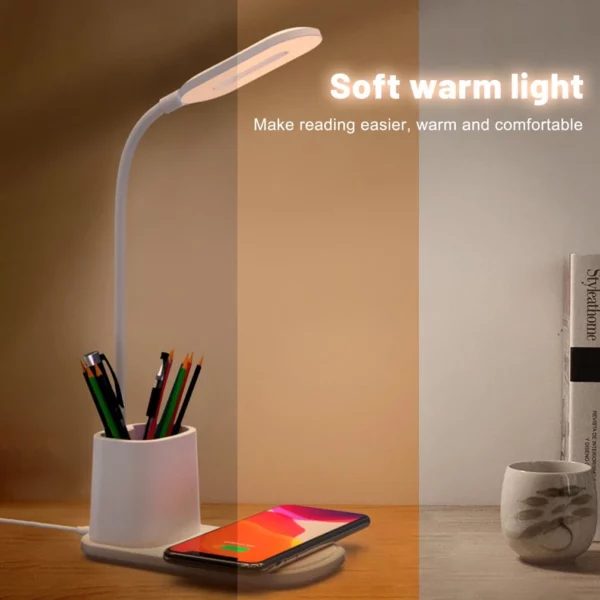 USB Lamp with pen holder and wireless phone charger