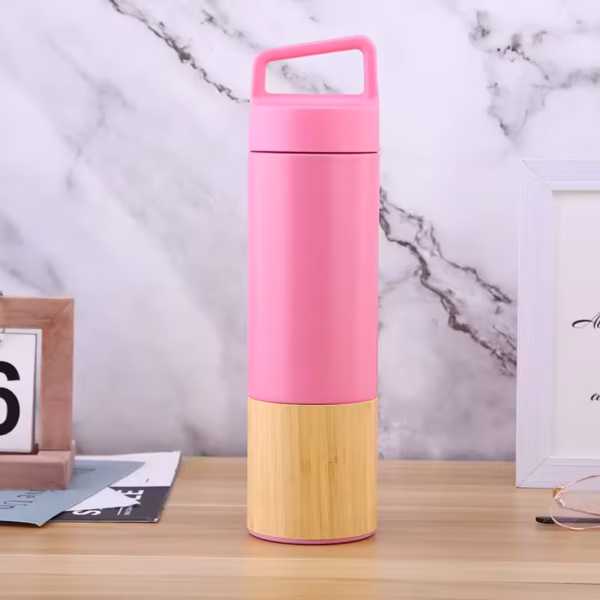 Vacuum bottle with wooden base