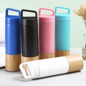 Vacuum Bottle With Wooden Bas
