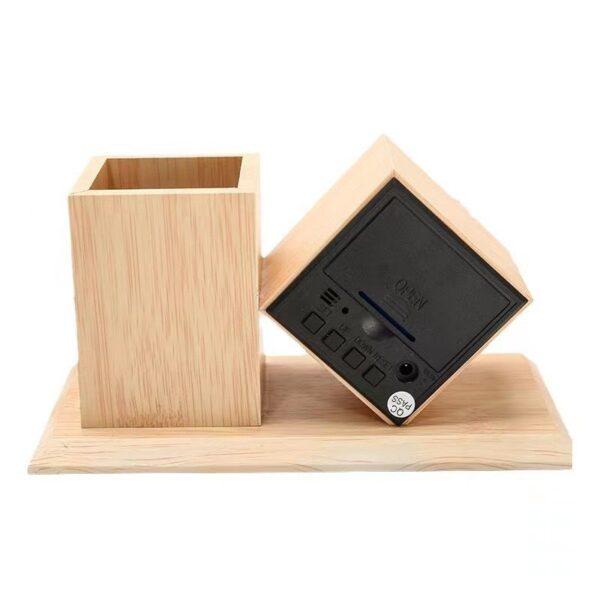 Wooden pen holder with led time display