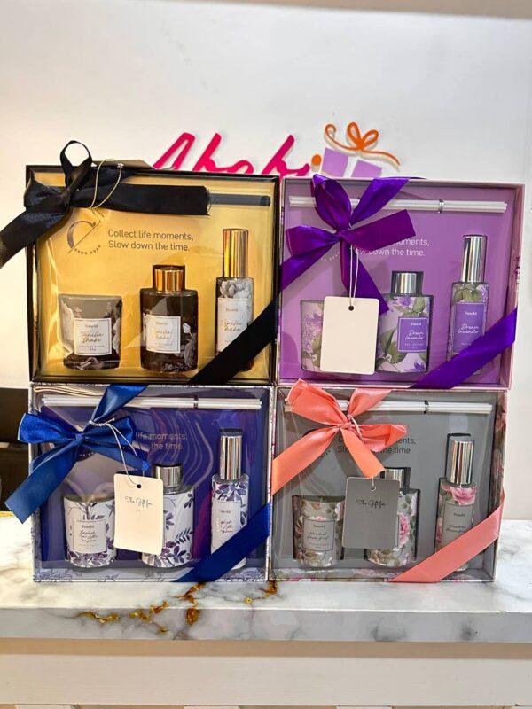 3pcs Scented candle, diffuser and room spray set